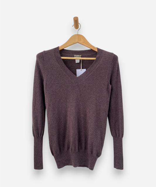 Purple Cashmere V Neck Jumper
