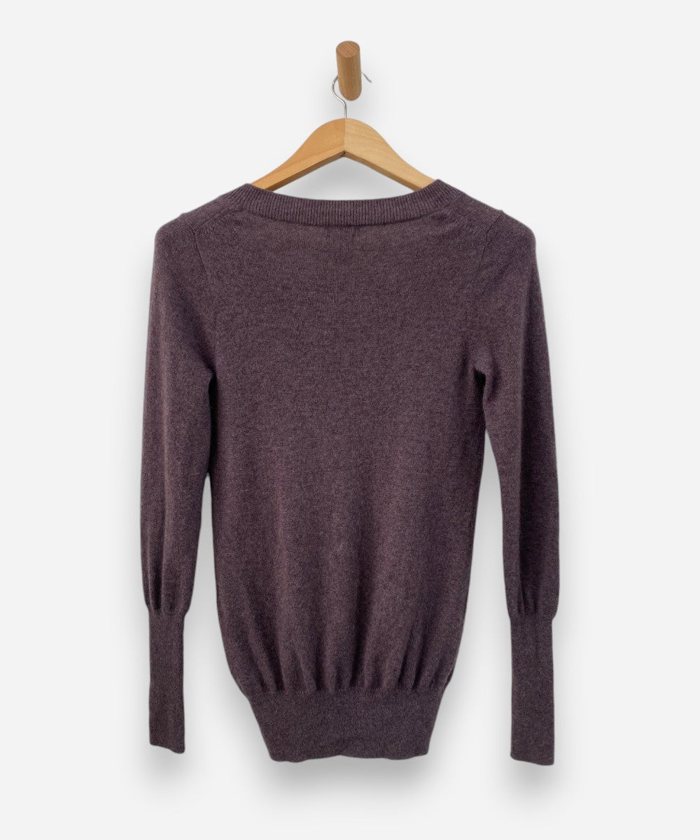 Purple Cashmere V Neck Jumper by JCrew