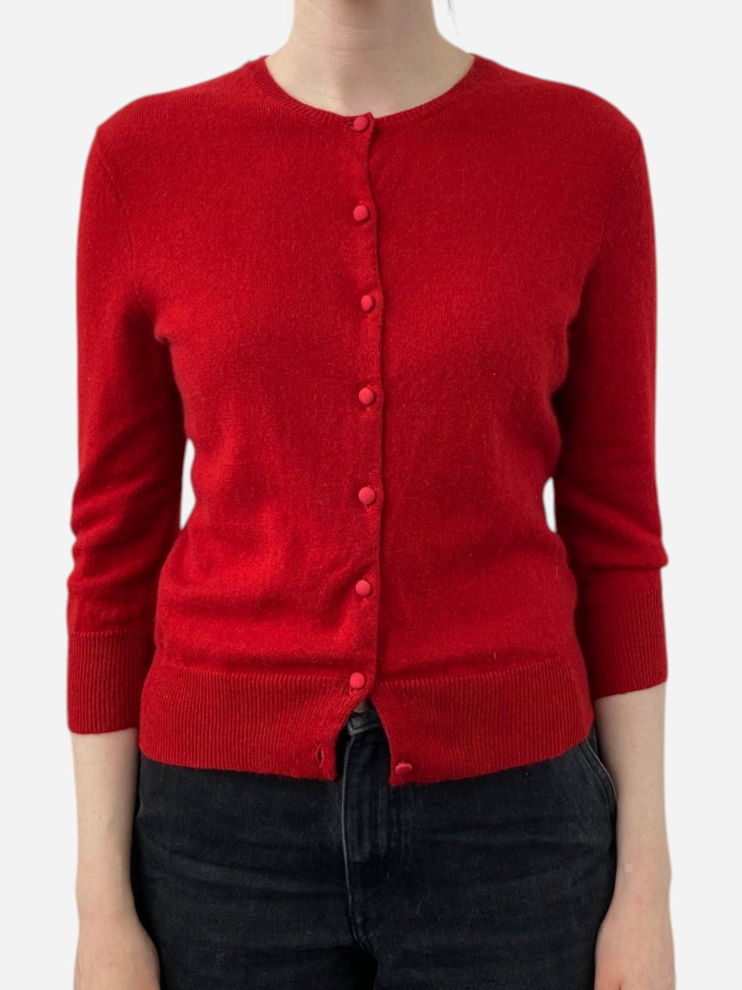Red Cashmere Cropped Cardigan by Ralph Lauren