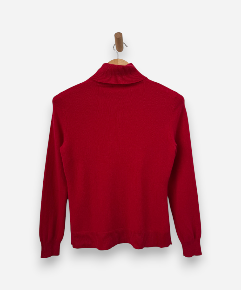 Red Cashmere Roll Neck Jumper
