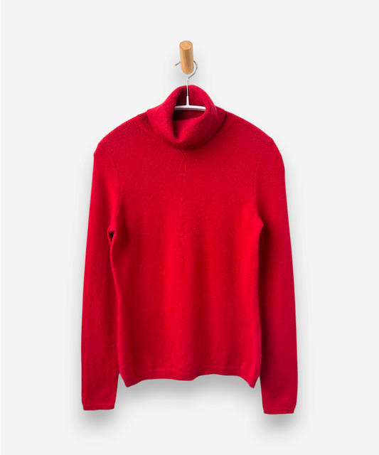 Red Cashmere Roll Neck Jumper 