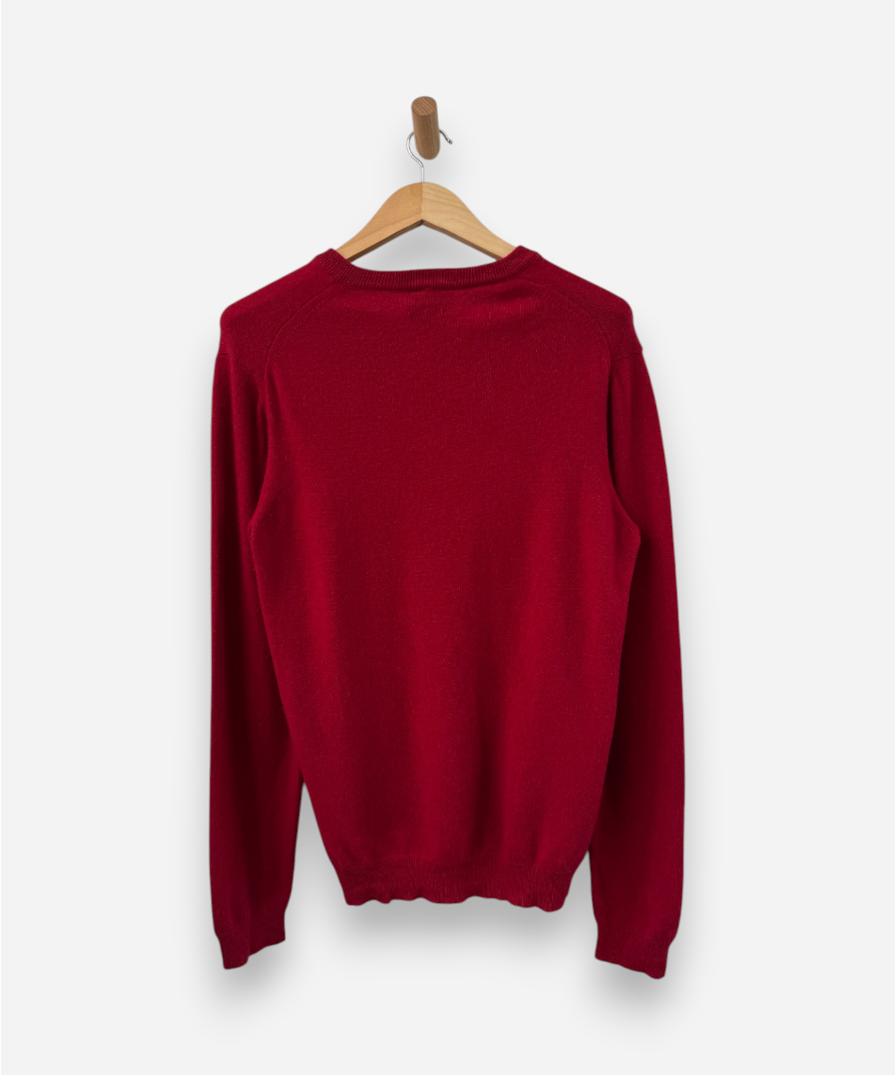Red Cashmere V Neck Jumper