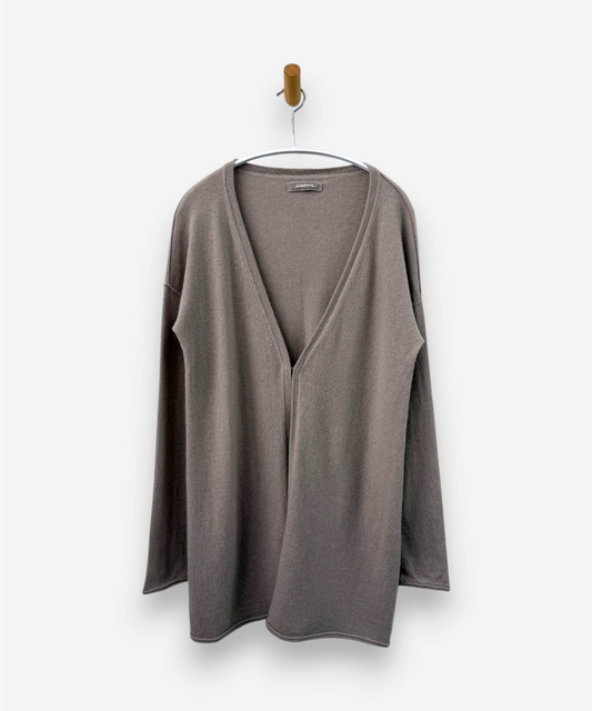 Taupe Cashmere V Neck Cardigan