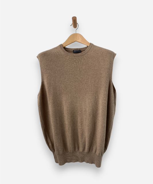 Upcycled Beige Cashmere Crew Neck Vest by Hemmond
