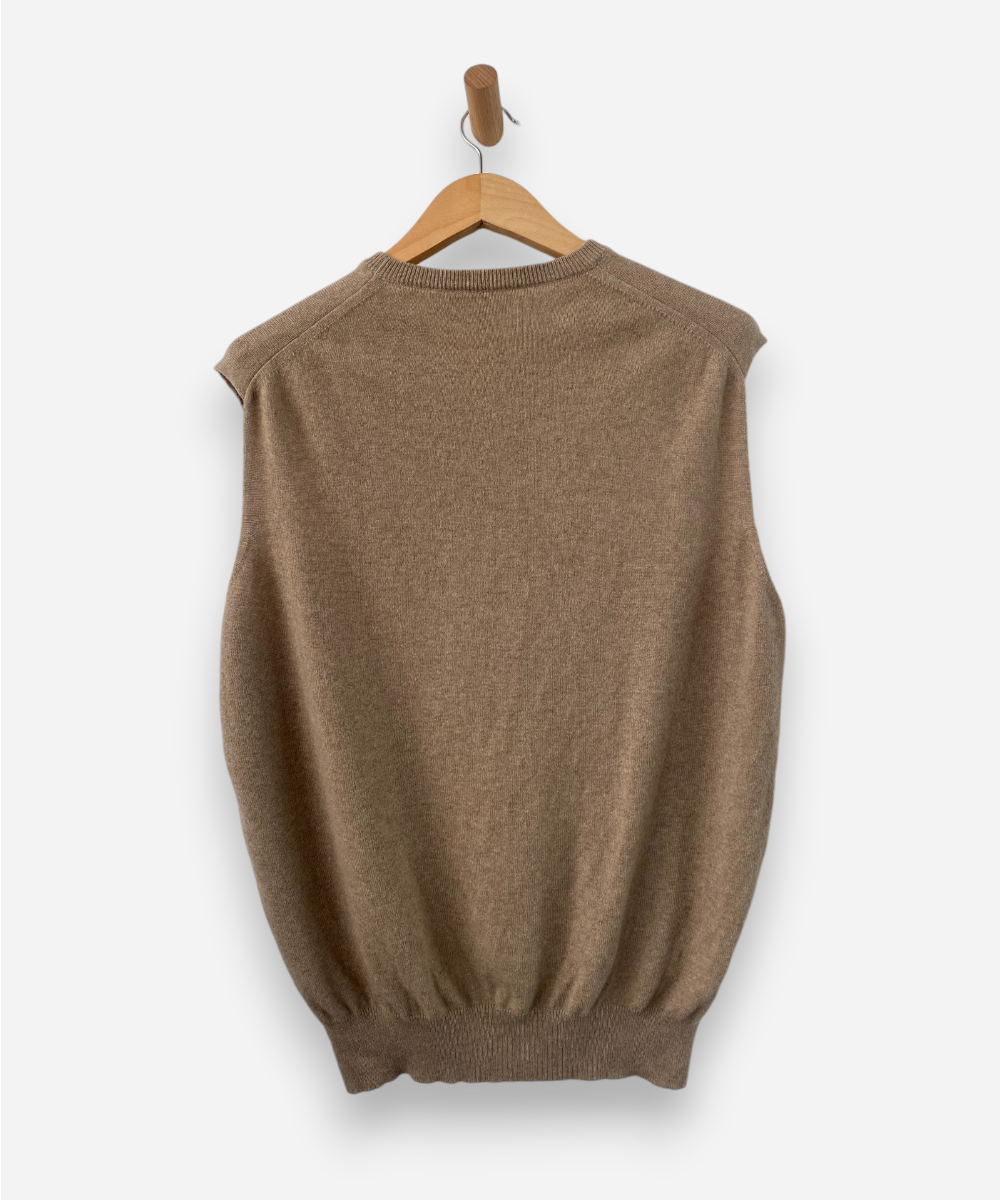 Upcycled Beige Cashmere Crew Neck Vest by Hemmond