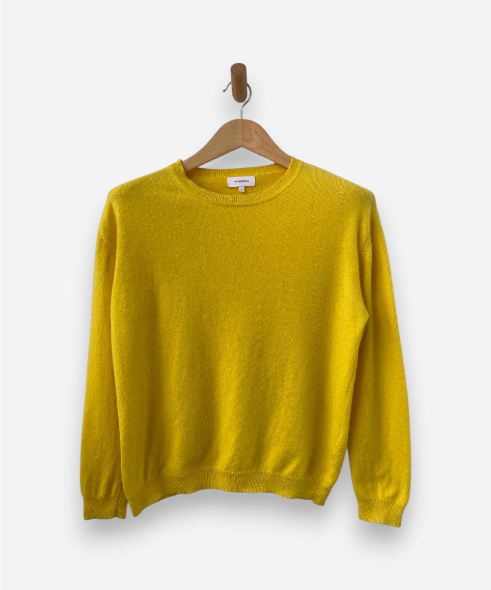 Yellow Cashmere Crew Neck Jumper by Darling Harbour