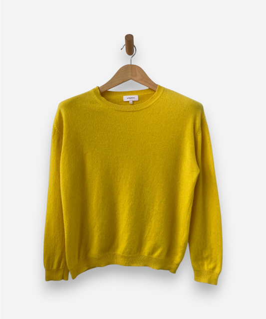 Yellow Cashmere Crew Neck Jumper by Darling Harbour