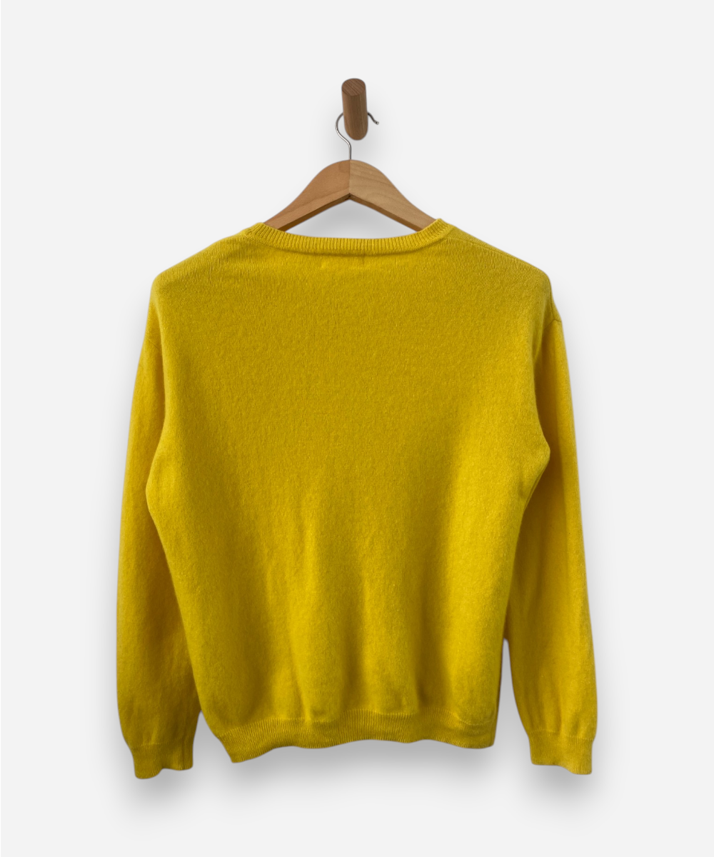 Yellow Cashmere Crew Neck Jumper by Darling Harbour