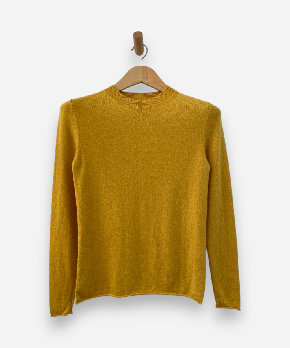 Yellow Cashmere Crew Neck Jumper by Massimo Dutti
